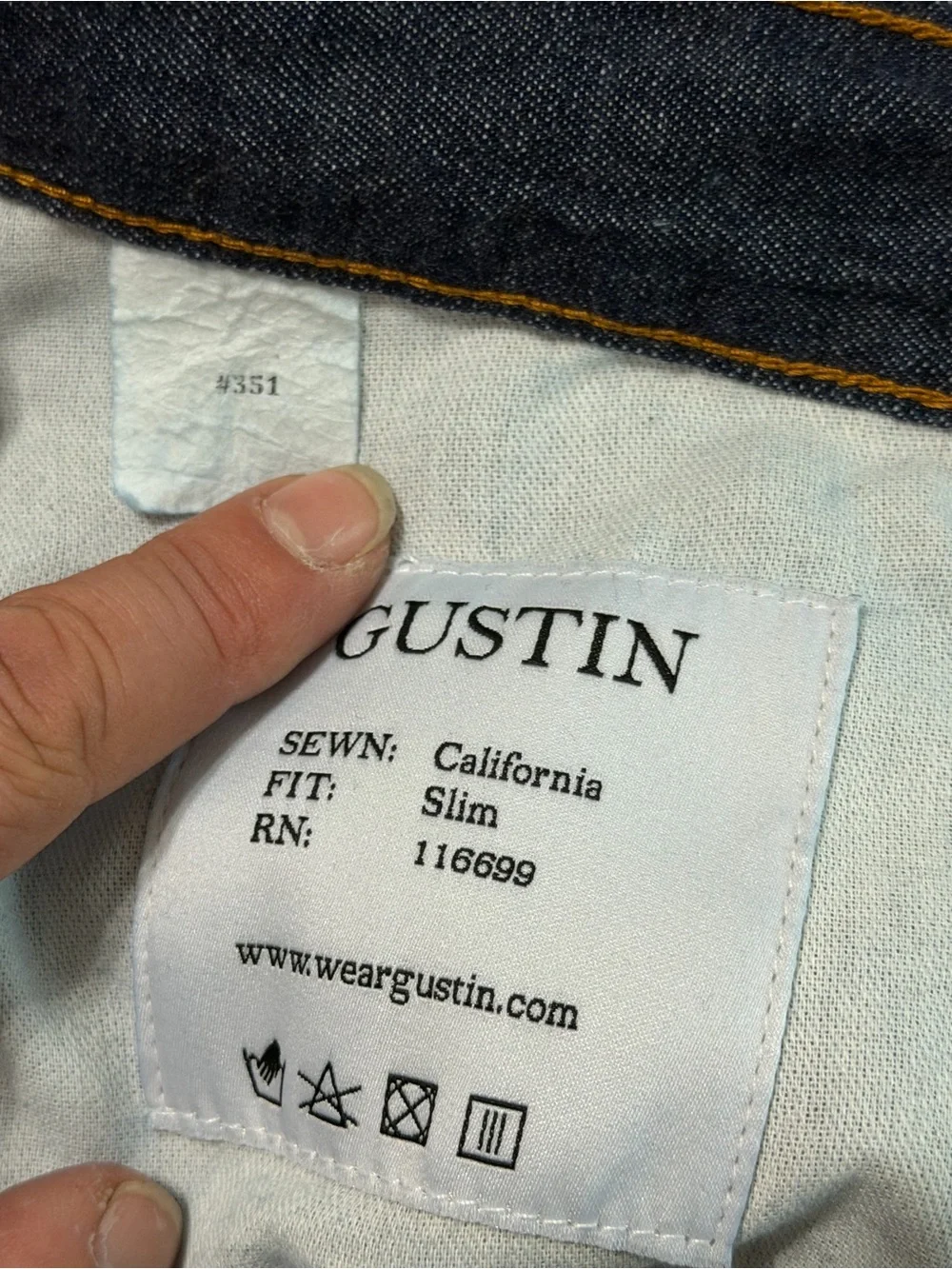 GUSTIN Men's  Slim Fit Raw Selvedge Denim Jeans Super Light NWOT waist 30